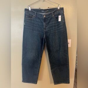 Old Navy Women's Mid Rise Boyfriend  Loose Blue Ankle Jeans Size 16 NWT